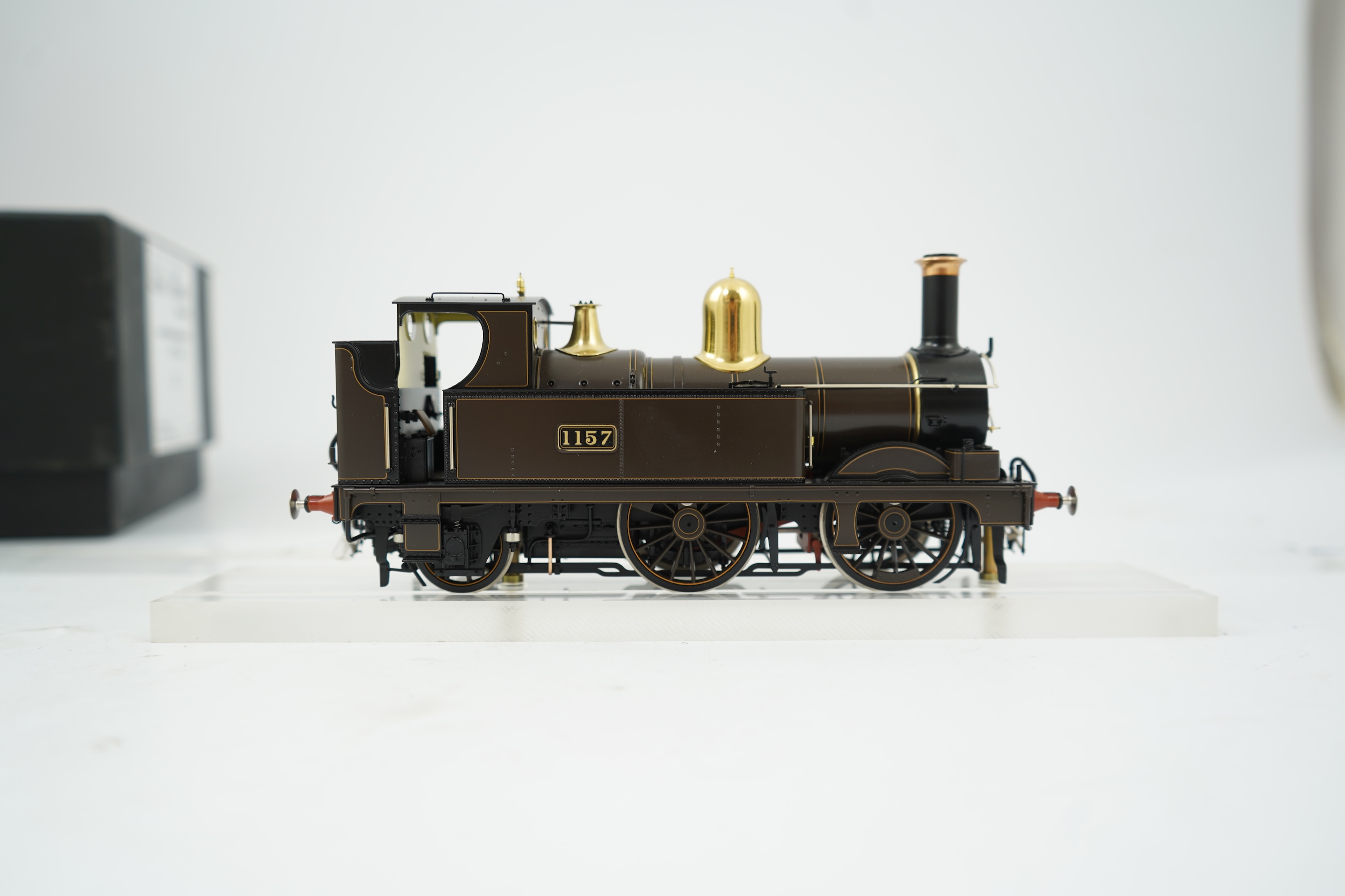 An 0 gauge Lee Marsh Models model of GWR 517 Class, 1157, 0-4-2T locomotive, powered for two rail operation, with original box.